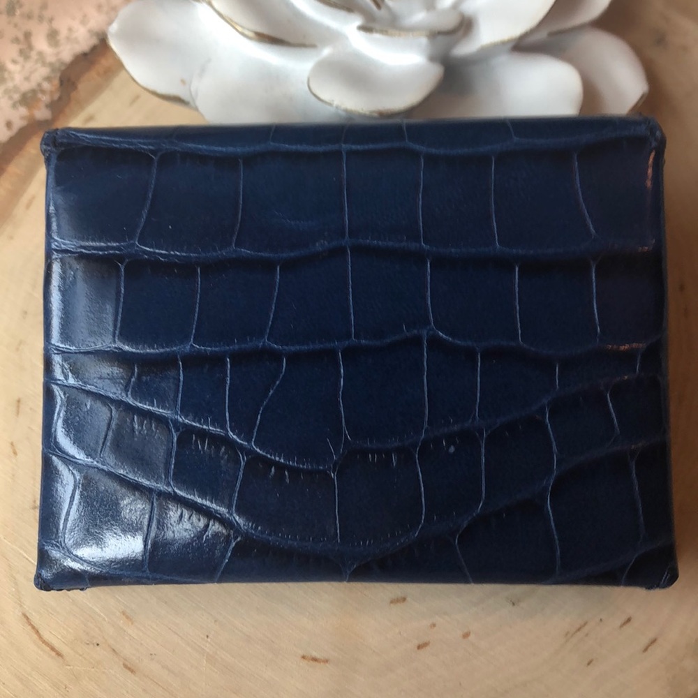 NWT TORY BURCH NAVY PARKER EMBOSSED CARD CASE!! - Picture 5 of 6